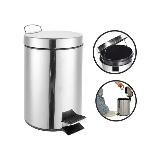 Lixeira com Pedal 3L Inox Clink