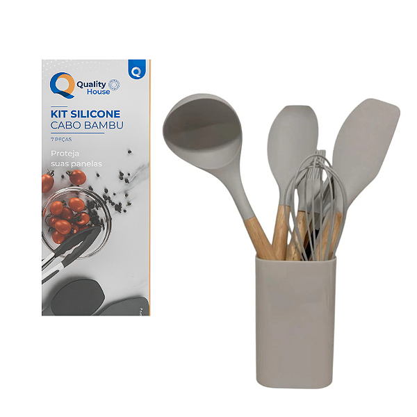 Kit Silicone Cabo Bambu Cinza