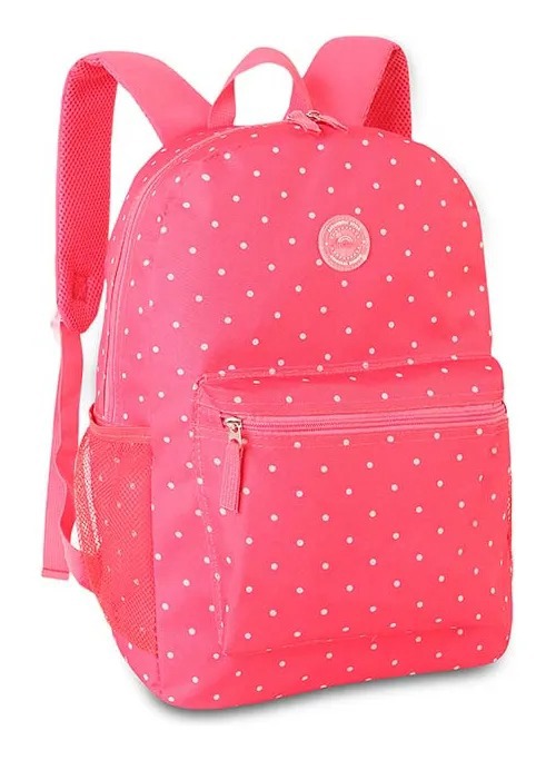 Mochila Escolar Rosa Com Bolinha Clio