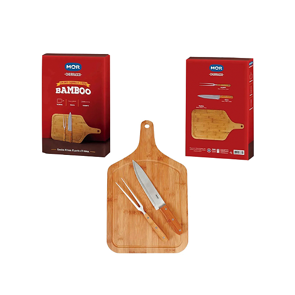 Conjunto Churrasco 3 Peças Bamboo