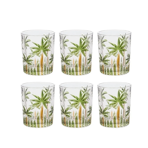6 Copo de Whisky Palm Tree Handpaint