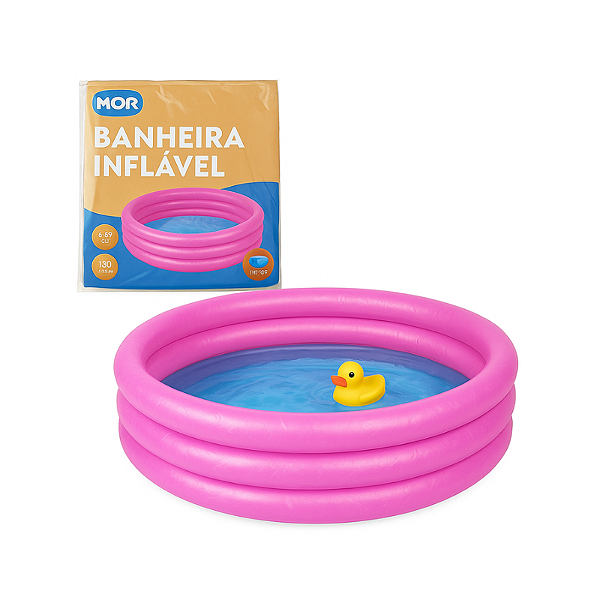 Banheira Inflável 130 Litros Piscina Rosa