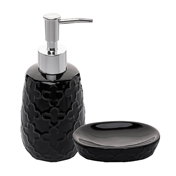 2 Peças de Banheiro Preto Clover Wolff