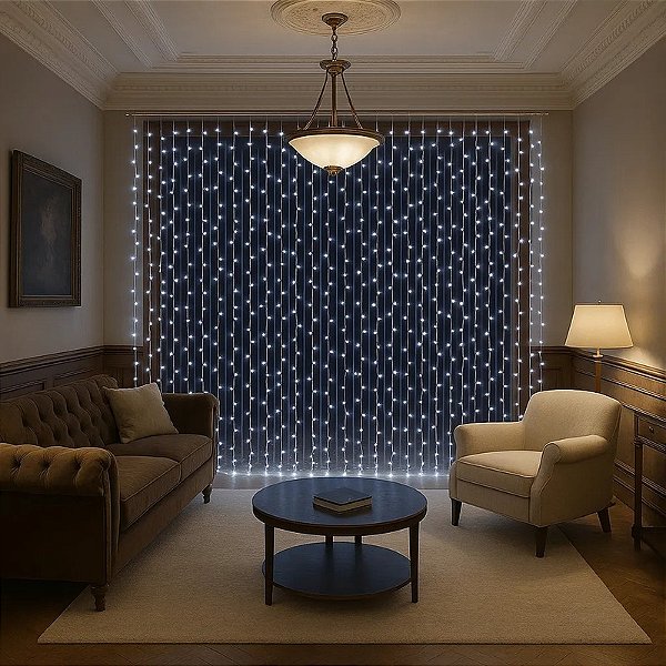 Cortina de 900 Lâmpadas Branco Frio 127v 60Hz