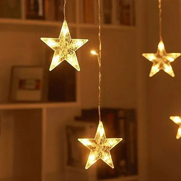 Cortina Pisca Pisca 136 Leds 2,8m Uso Interno Branco Quente 127v