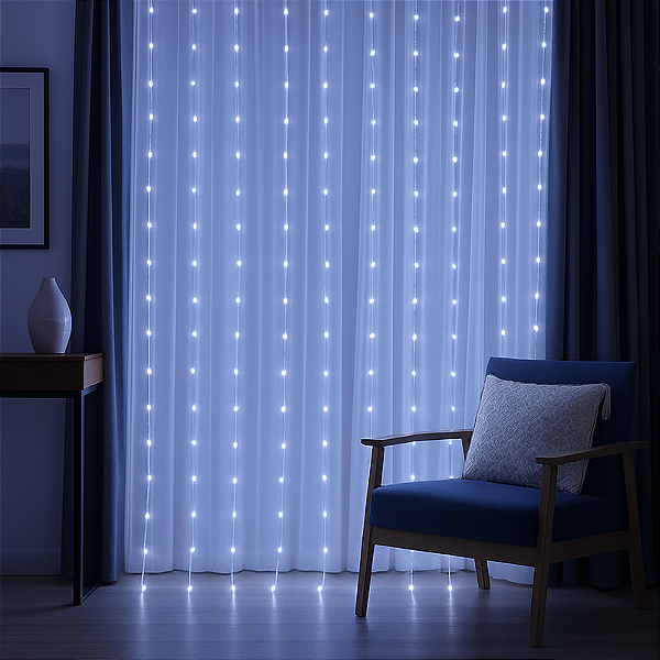 Cortina De Led 144 Lâmpadas Branco Frio 127V