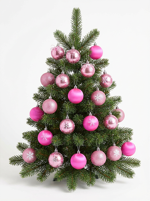 Enfeite Para Árvore de Natal Rosa Elite 20 Peças