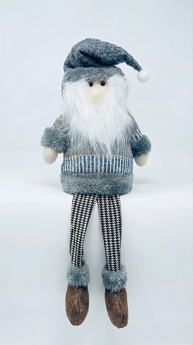 Boneco Papai Noel Pernas Mole Xadrez Para Enfeite
