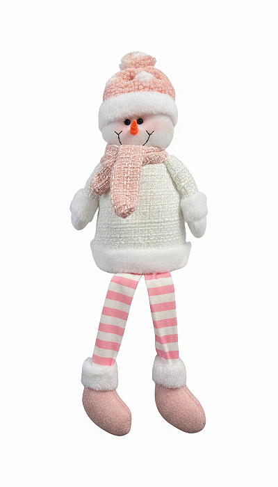 Boneco de Neve Pelúcia Rosa 40cm