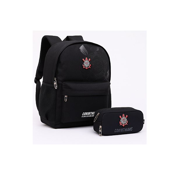 Kit Mochila e Estojo Corinthians Preto