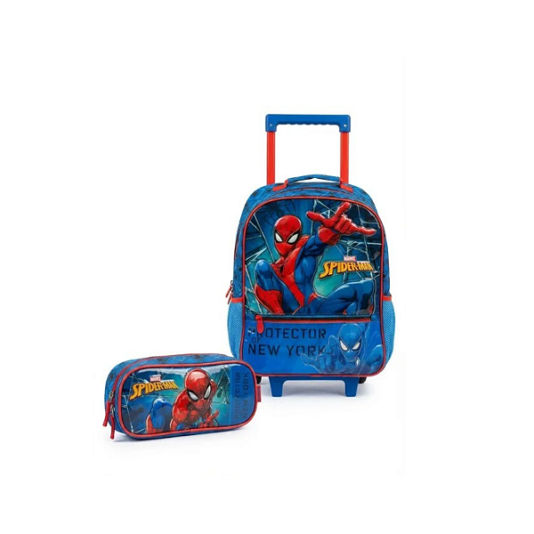 Mochila de Rodinha C/ Estojo Homem Aranha
