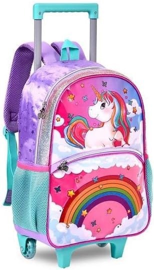 Mochila Rodinha Unicornio Arco Iris