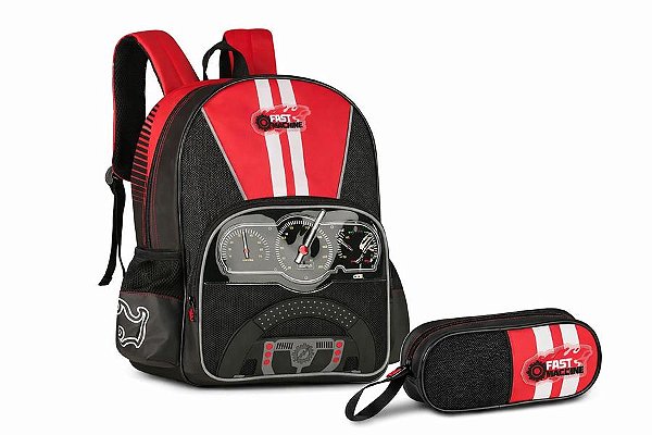 Kit Mochila e Estojo Fast Machine
