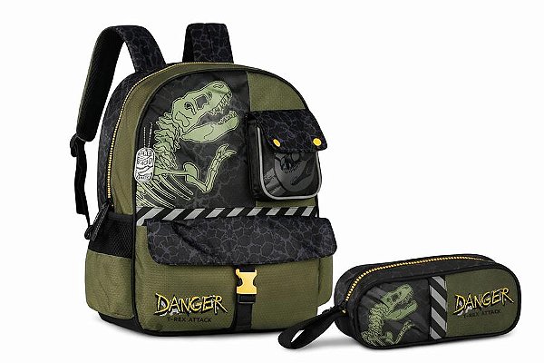 Kit Mochila e Estojo T-Rex Attack