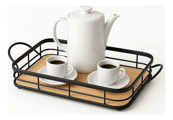 Bandeja de Bamboo C/ Metal Rio Home