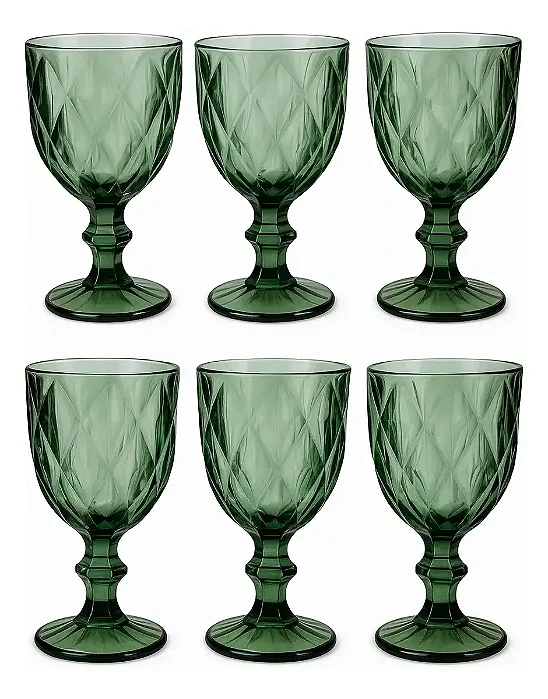 Kit Taças Diamantino Verde Moderno E Estiloso Verde