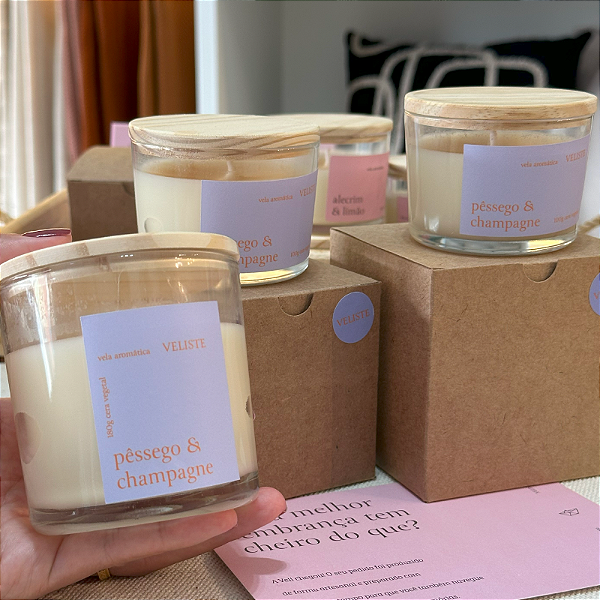 Vela Aromática Pêssego e Champagne