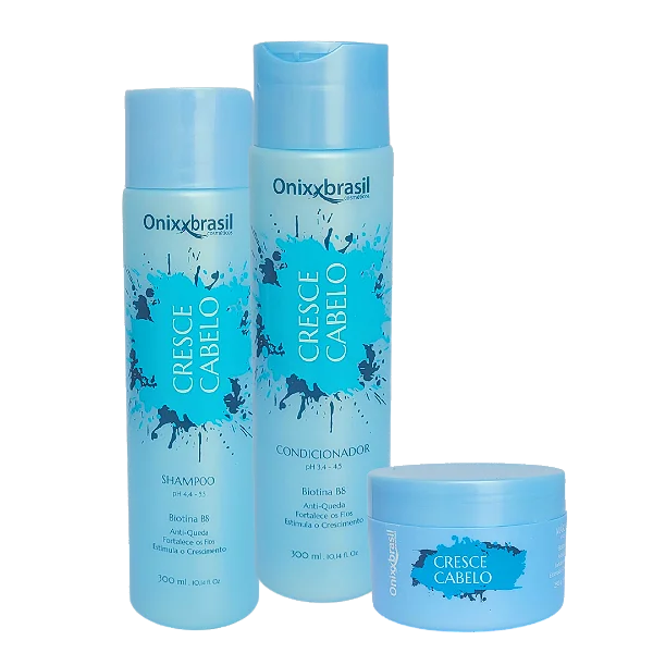 Cresce Cabelo - Shampoo + Condicionador + Máscara | Produto a Base de Biotina B8 e Óleo de café verde.