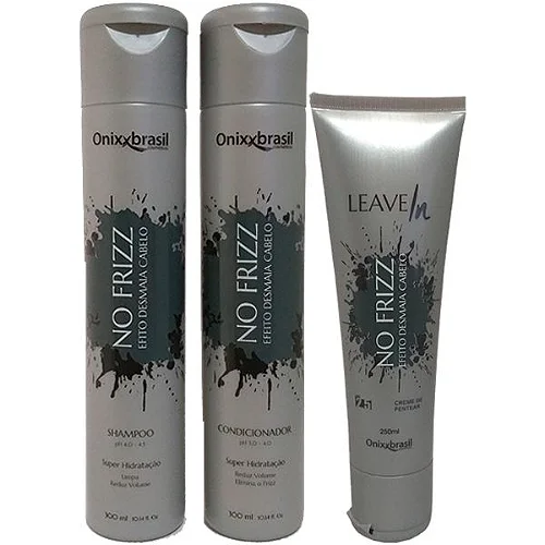 No frizz - Shampoo 300ml + Condicionador 300ml + Leave-in 250ml | Reduz volume e Alinha os fios