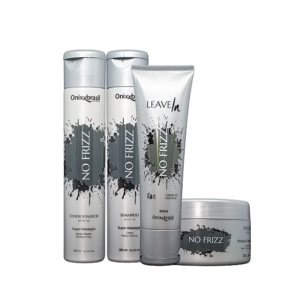 Kit Completo No Frizz - Shampoo + Condicionador + Leave-in + Máscara | Reduz volume e Alinha os fios