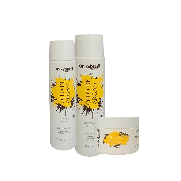 Kit Óleo de Argan - Shampoo + Condicionador + Máscara | Brilho e Hidratação profunda