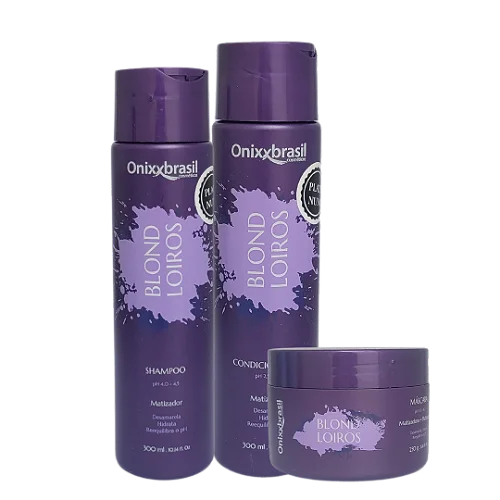 Kit Tonalizante Blond Loiros Platinum - Shampoo 300ml + Condicionador 300ml + Máscara 250g