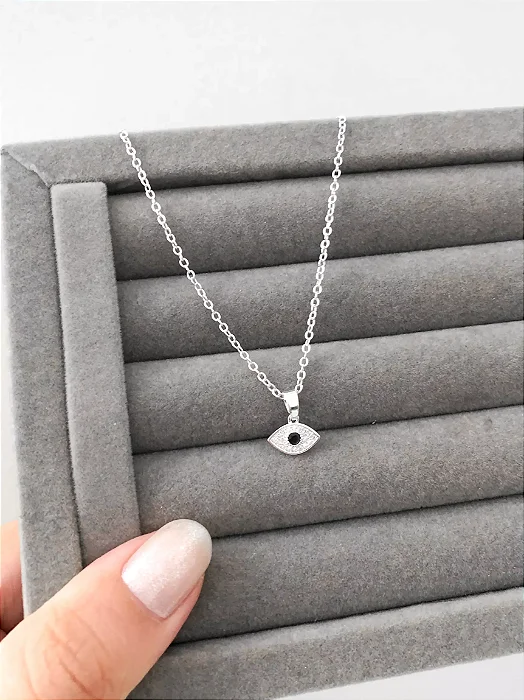 Colar olho grego cravejado (40cm + 6cm extensor)