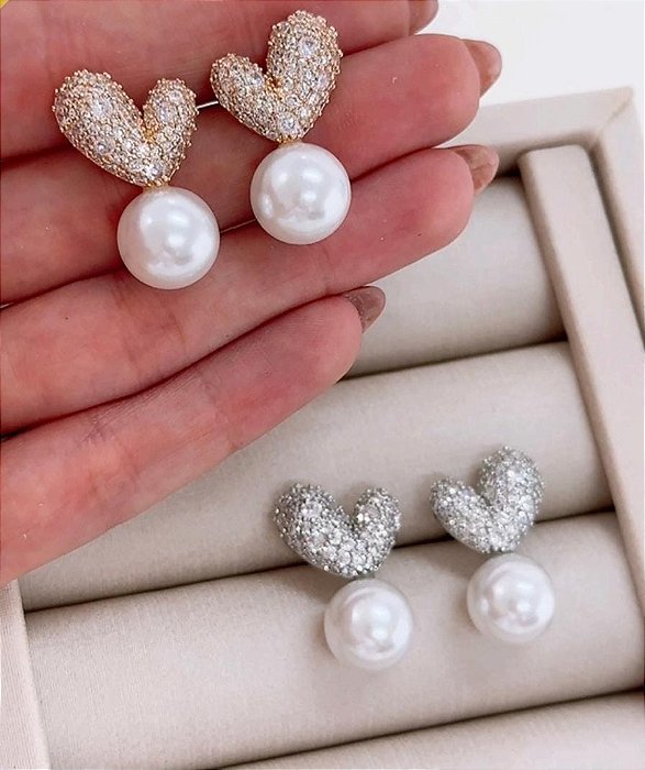 Brinco Coração Pérola