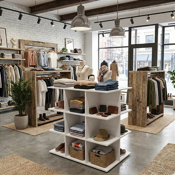 Balcão Central Com Nichos Para Loja Comércio Modular Branco Cód.206