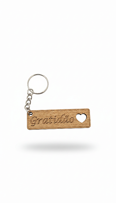 75 Chaveiros Mdf 3mm Gratidão Coração Vazado CRU Cód.1405