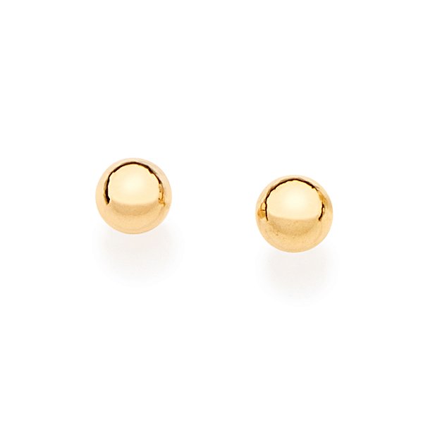 Brinco Bola Infantil Banhado A Ouro 18K Liso
