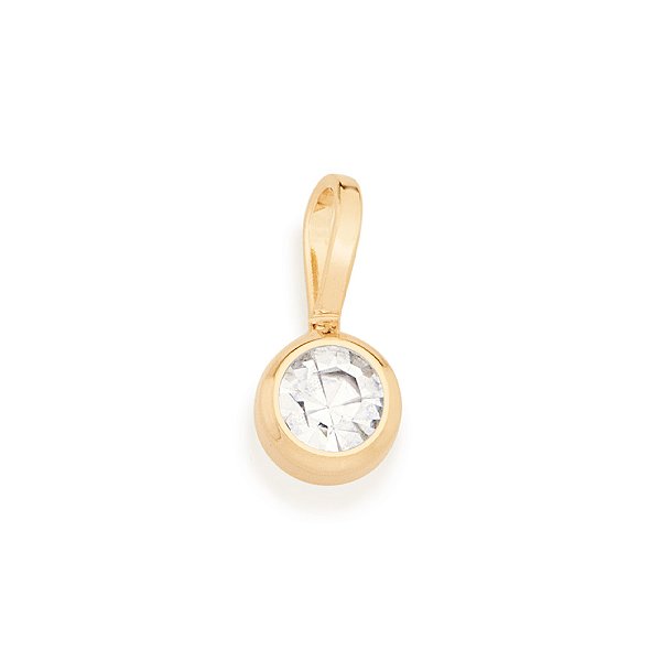 Pingente Solitário Banhado A Ouro 18K Com Cristal Incolor
