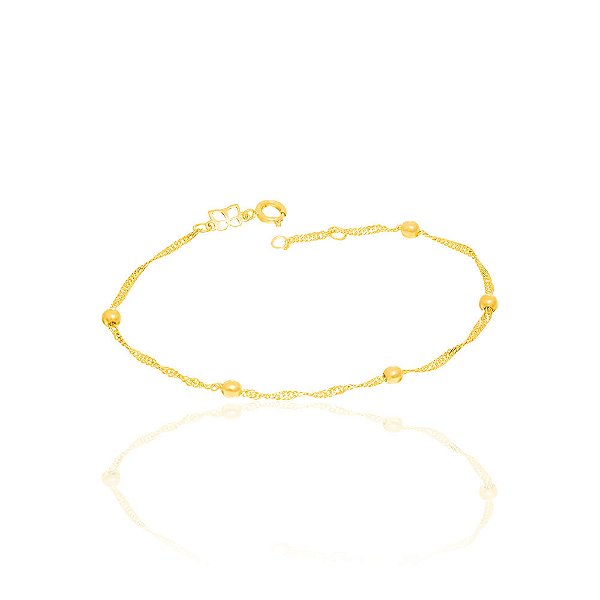 Pulseira Com Bolinhas Banhada A Ouro 18K