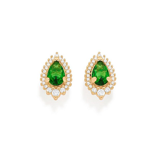 Brinco Gota Banhado A Ouro 18K Com Zircônias - Tam.Único 5270690010