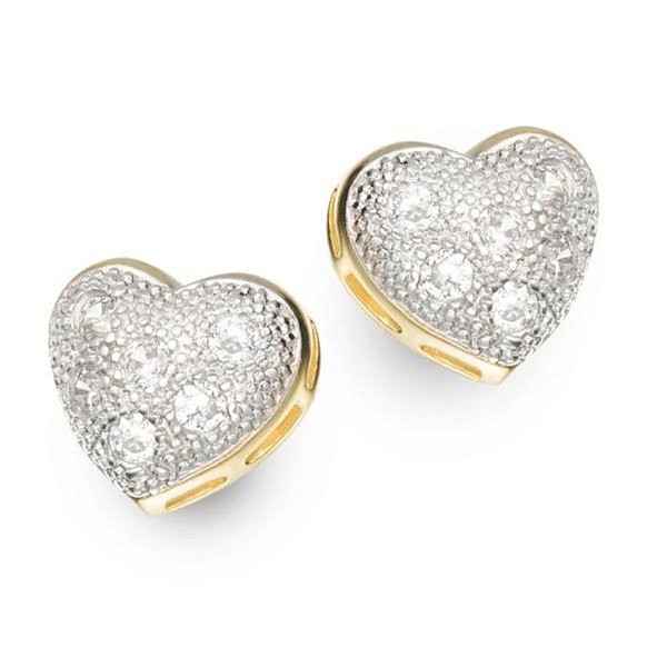 Brinco Coração Banhado A Ouro 18K Cravejado Com Zircônias E Aplicação De Ródio