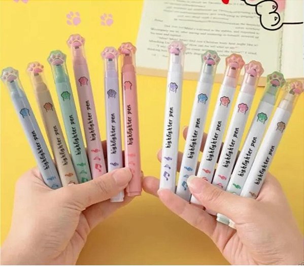 Marca texto 6 cores patinhas color