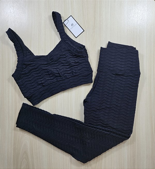 Conjunto de Legging Texturizado Ondas - G (com top modelo Movimento)