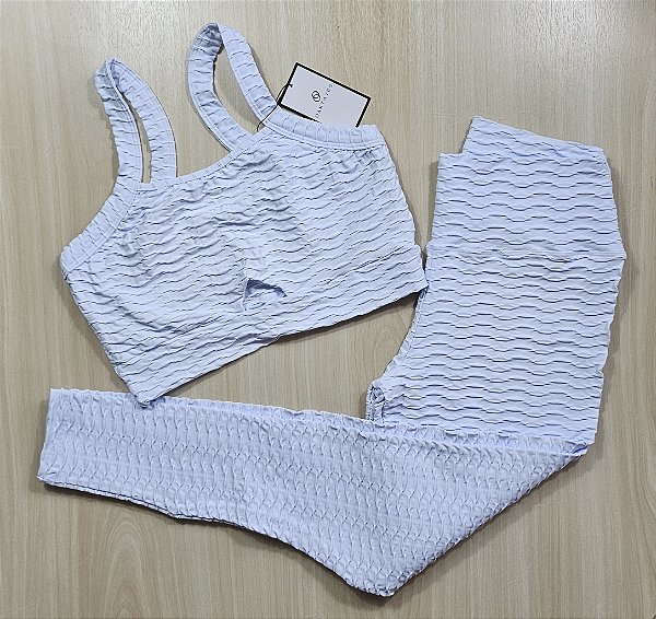 Conjunto de Legging Texturizado Ondas - GG (com top modelo Dedicação)