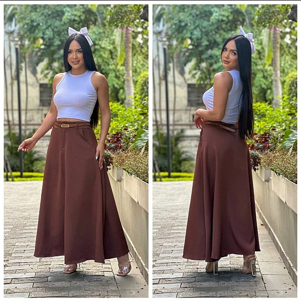 Saia Longa Alfaiataria com Cinto