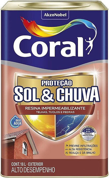 PROTEÇÃO SOL & CHUVA RESINA IMPERMEABILIZANTE CERÂMICA TELHA 18L - CORAL