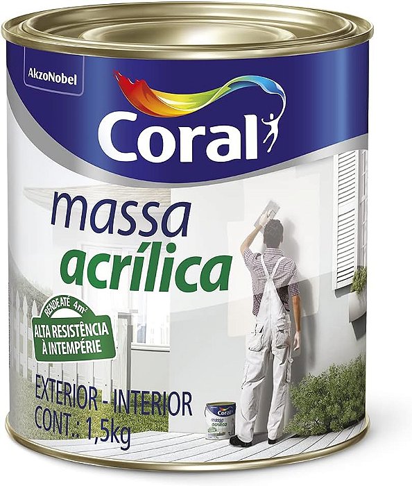 Massa Acrílica 900ml Branco Exterior e Interior - Coral