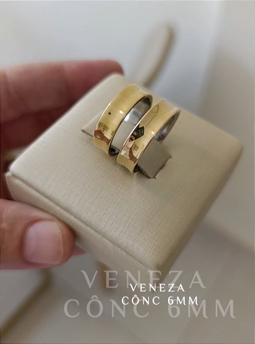 Par de Alianças Côncavas 6mm