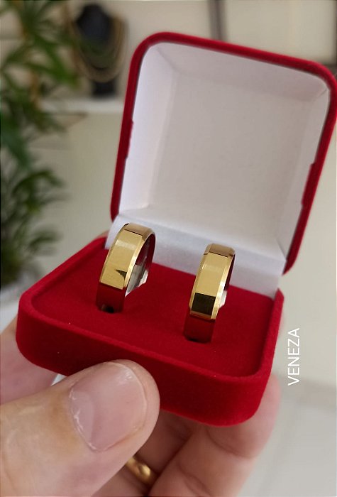 Par de Alianças 6mm Chanfradas