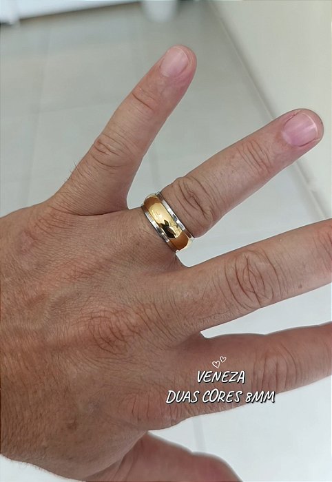 Par de Alianças 8 Duas Cores