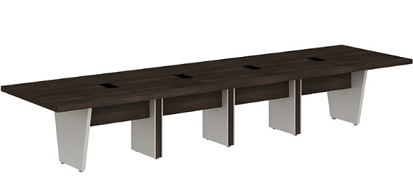 MESA DE REUNIÕES 12-14 LUGARES COM 04 CAIXAS DE TOMADAS PLÁSTICA E TAMPA METÁLICA - EDGE