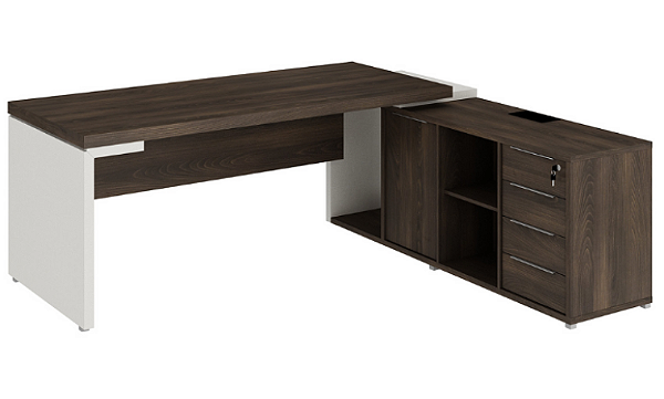 MESA DIRETOR DINÂMICA COM ARMÁRIO LATERAL - EDGE GEBB WORK