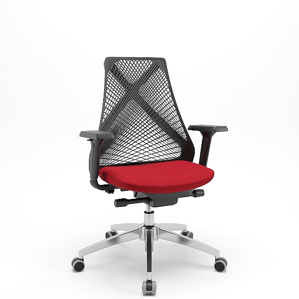 CADEIRA BIX PRESIDENTE PRETA COM ASSENTO VERMELHO - PLAXMETAL