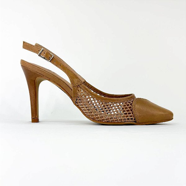 MARIZA - SCARPIN EM COURO COM DETALHE EM TELA E CORAÇÃO 1815