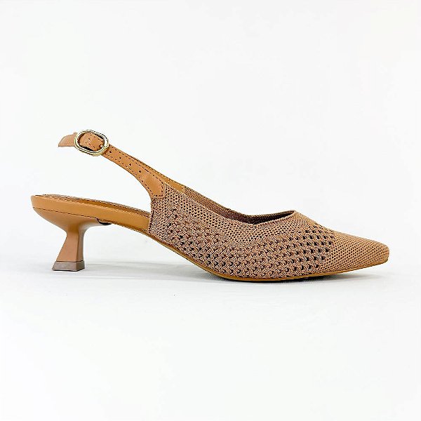 VIRGÍNIA - SCARPIN SLINGBACK EM TECIDO E SALTO KITTEN HEELS 1787
