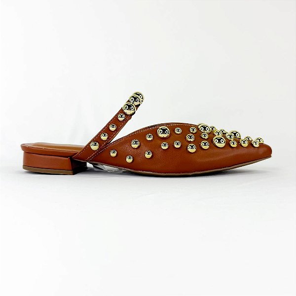 MANU - MULE FEMININA COM APLICAÇÃO DE ESFERAS METALIZADAS 1709